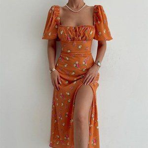 Floral pattern bodycon maxi dress